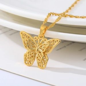 NEW 18K Gold Stainless Steel Butterfly Pendant Necklace Women’s Jewelry